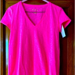 Lily Pulitzer Flamingo Pink V T-Shirt New! XS